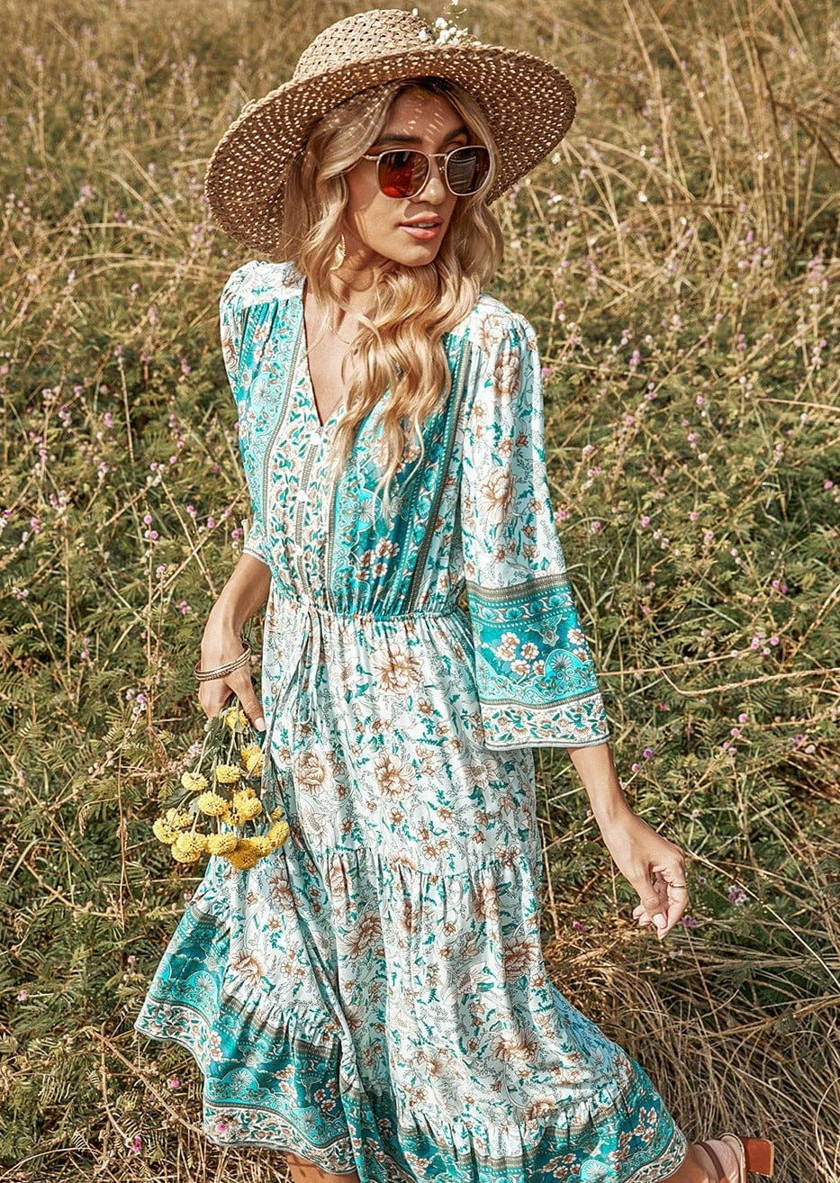 Boho Dress with a V-Neck