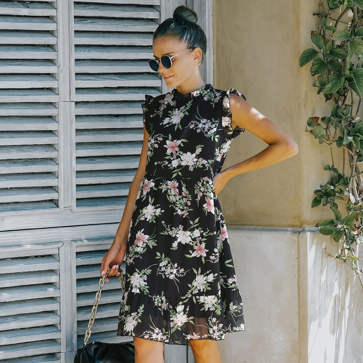 Floral Ruffled Retro Dress
