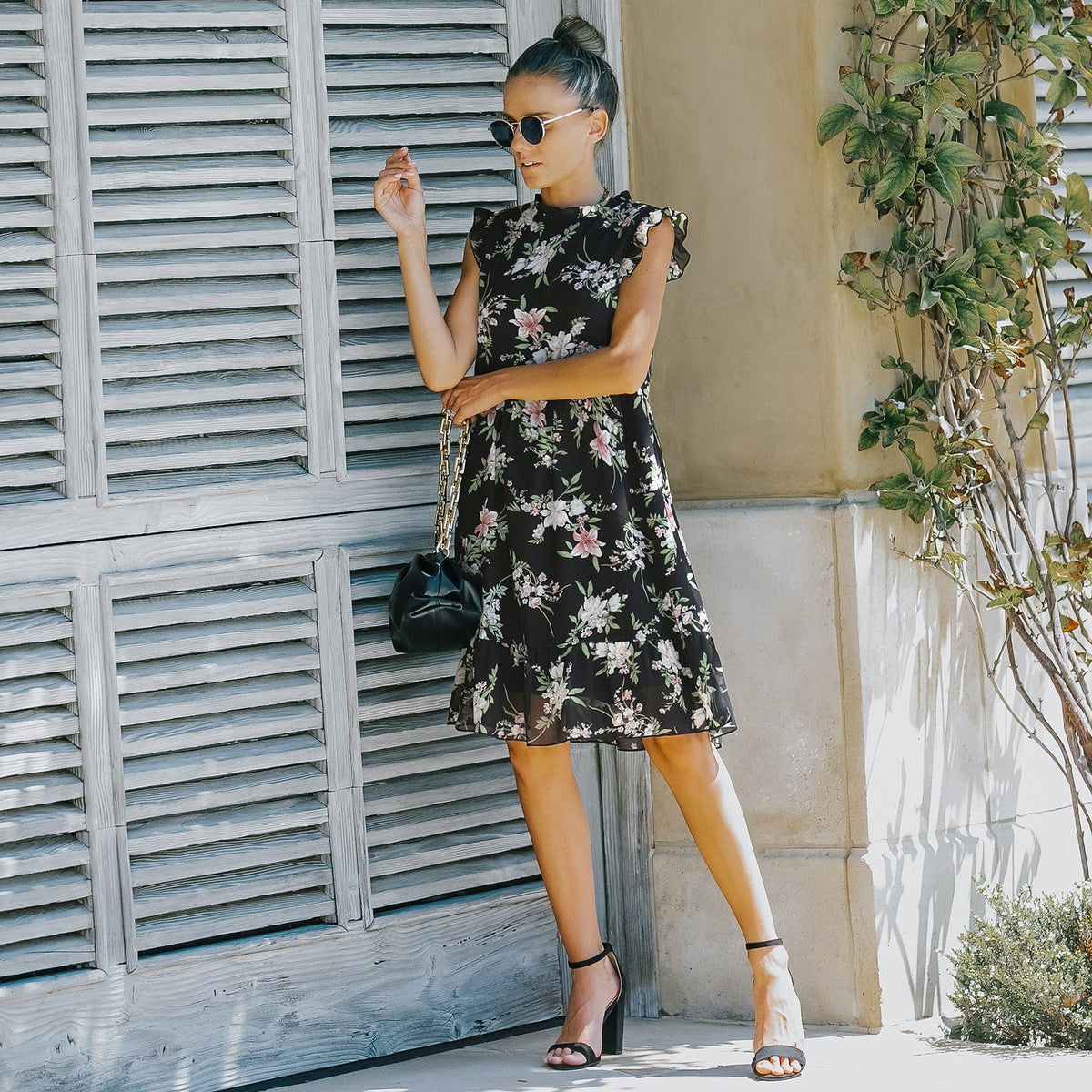 Floral Ruffled Retro Dress