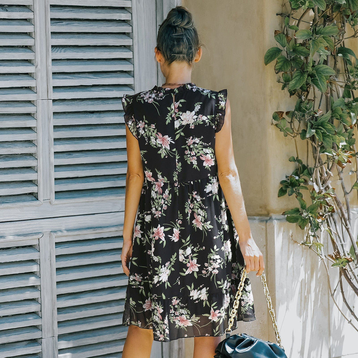Floral Ruffled Retro Dress