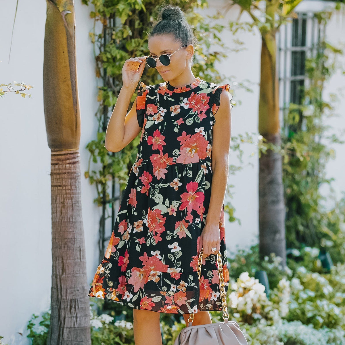 Floral Ruffled Retro Dress