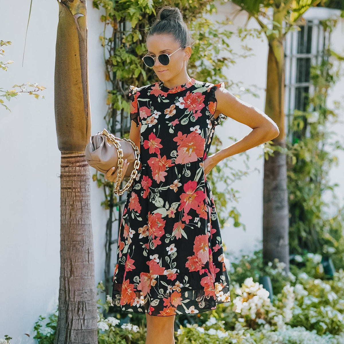 Floral Ruffled Retro Dress