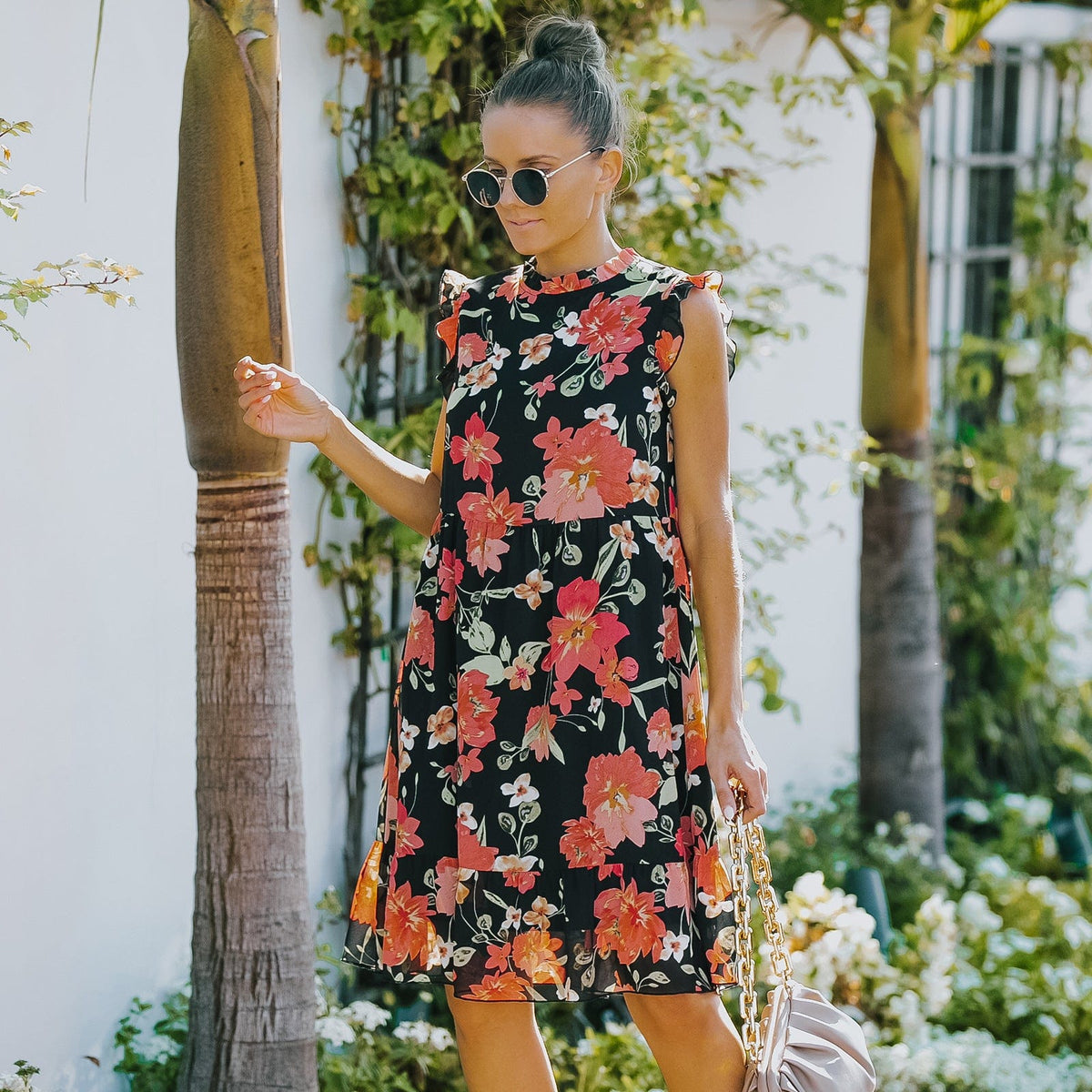 Floral Ruffled Retro Dress