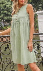 Empire-Waist Dress with Button Details