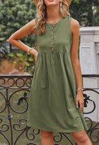 Empire-Waist Dress with Button Details