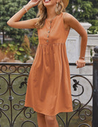 Empire-Waist Dress with Button Details