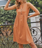Empire-Waist Dress with Button Details