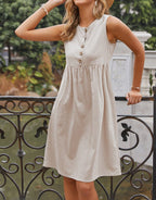 Empire-Waist Dress with Button Details