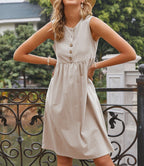 Empire-Waist Dress with Button Details