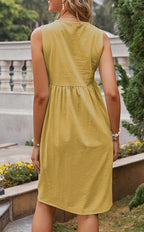 Empire-Waist Dress with Button Details