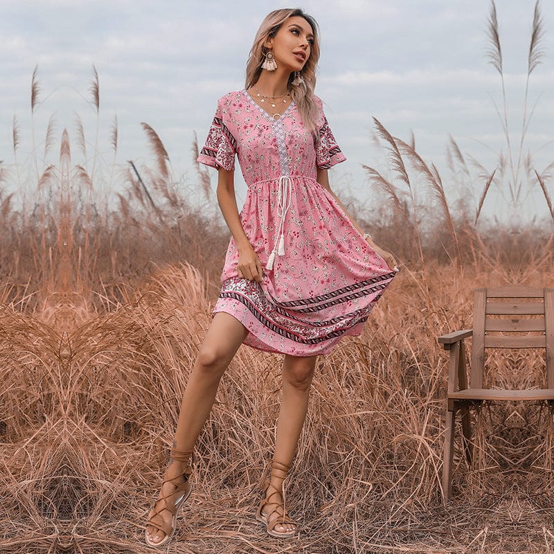 Boho Dress with a Waist Tie