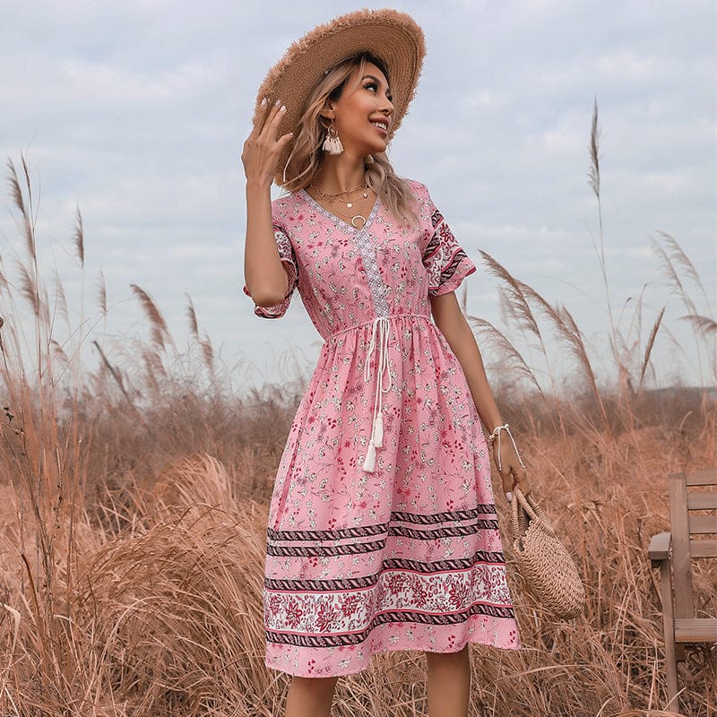 Boho Dress with a Waist Tie
