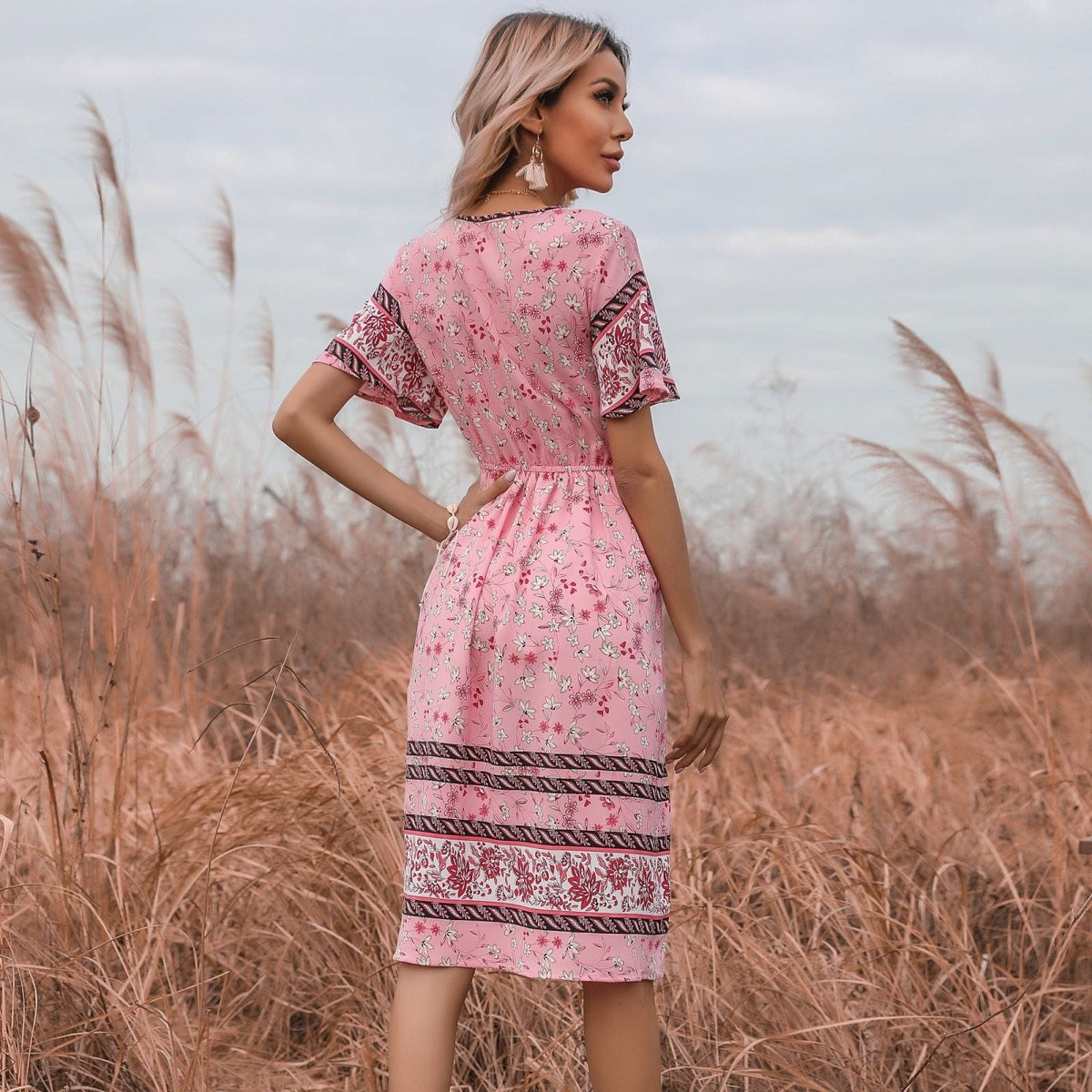 Boho Dress with a Waist Tie