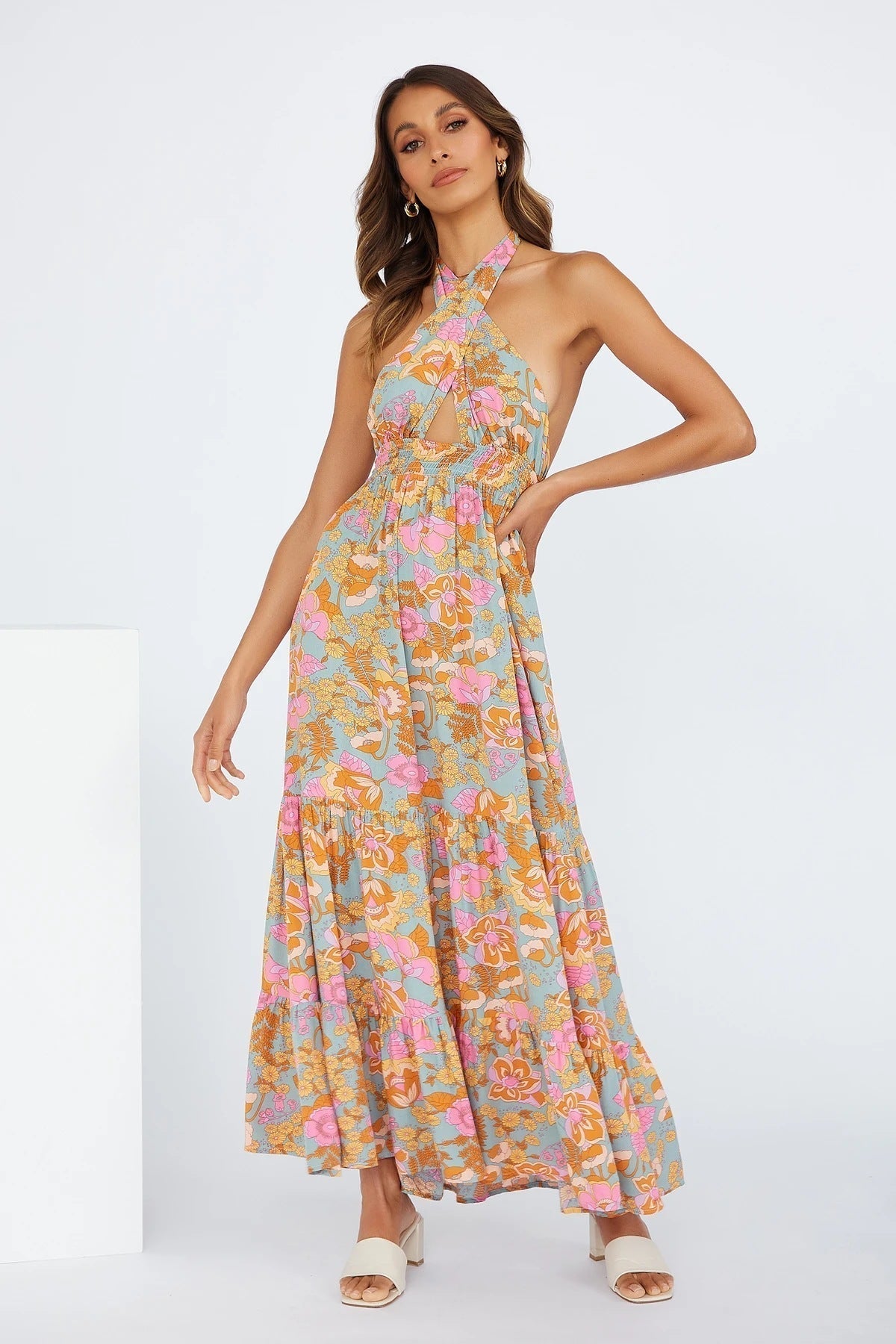 Floral Halterneck Maxi Dress