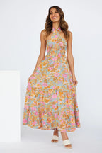 Floral Halterneck Maxi Dress