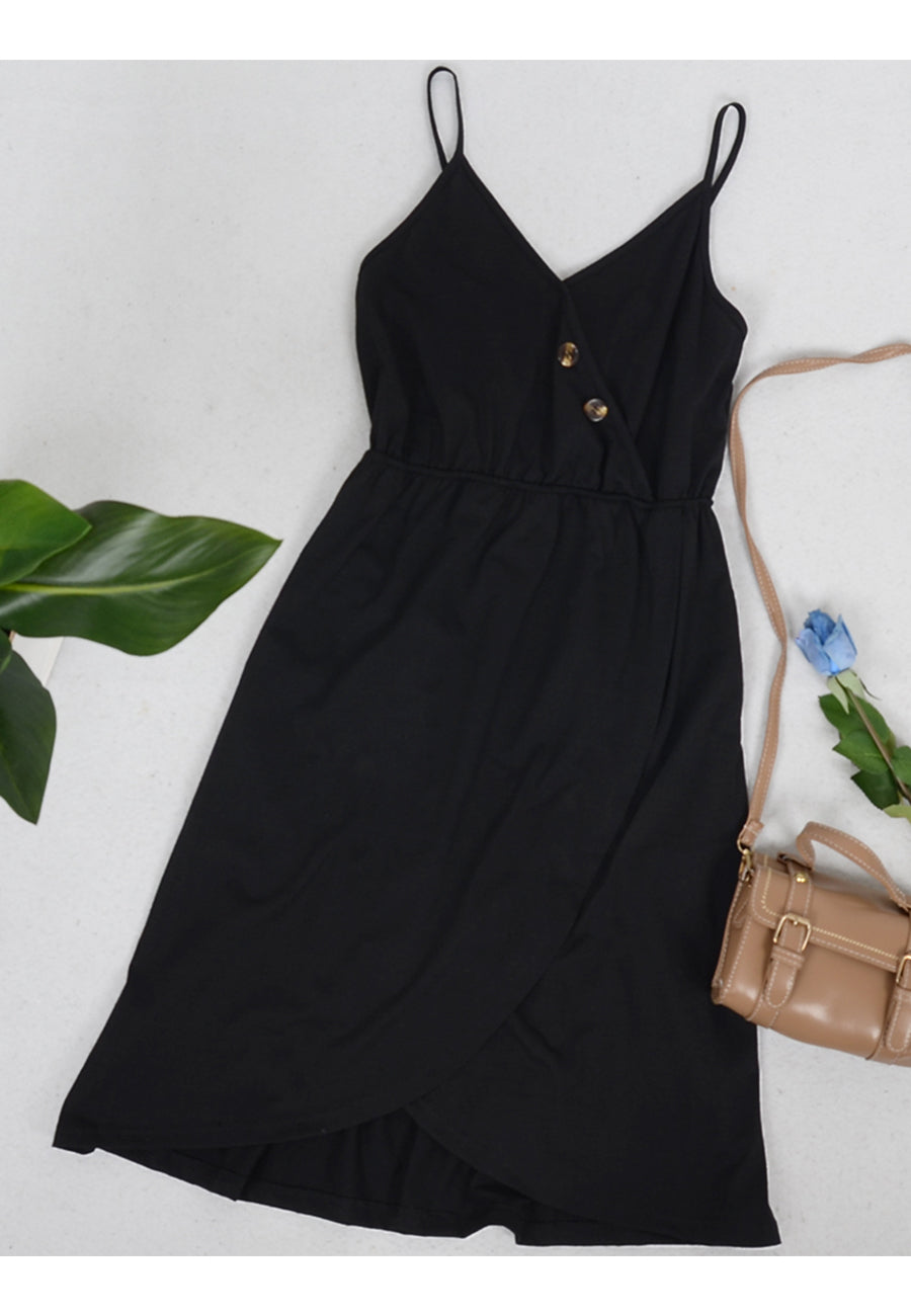 V-Neck Dress with Button Details