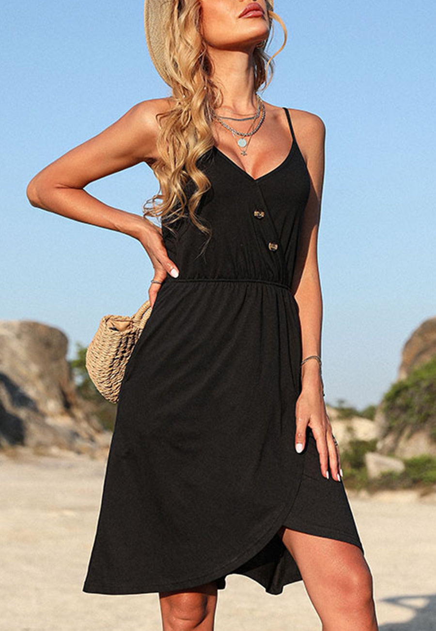 V-Neck Dress with Button Details