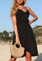 V-Neck Dress with Button Details