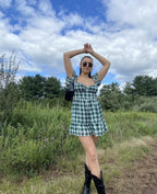 Gingham Mini Dress with an Open Back