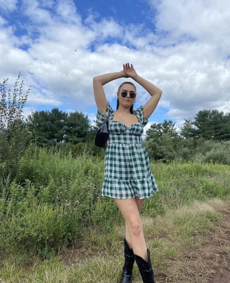 Gingham Mini Dress with an Open Back