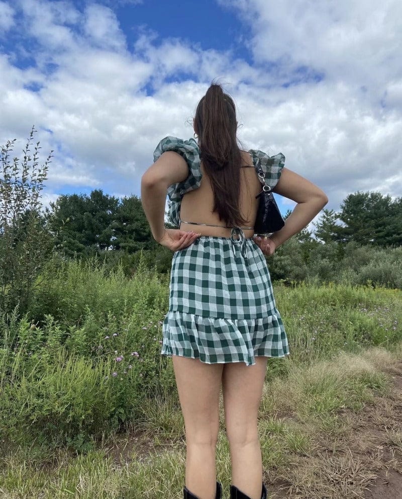 Gingham Mini Dress with an Open Back