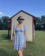 Gingham Mini Dress with an Open Back