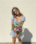 Gingham Mini Dress with an Open Back