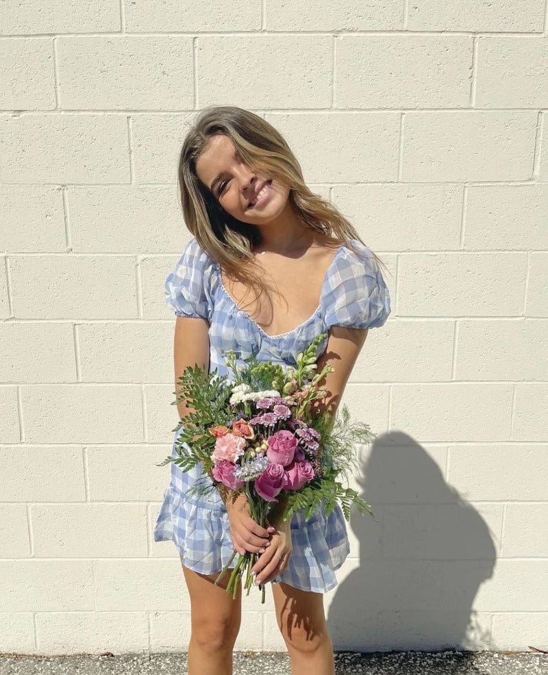Gingham Mini Dress with an Open Back