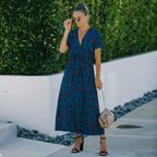 Animal-Print Contrast-Detail Dress with a Waist Tie