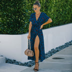 Animal-Print Contrast-Detail Dress with a Waist Tie