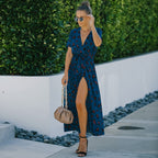 Animal-Print Contrast-Detail Dress with a Waist Tie