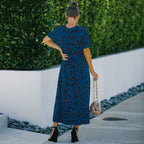 Animal-Print Contrast-Detail Dress with a Waist Tie