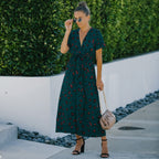 Animal-Print Contrast-Detail Dress with a Waist Tie