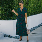 Animal-Print Contrast-Detail Dress with a Waist Tie