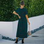 Animal-Print Contrast-Detail Dress with a Waist Tie