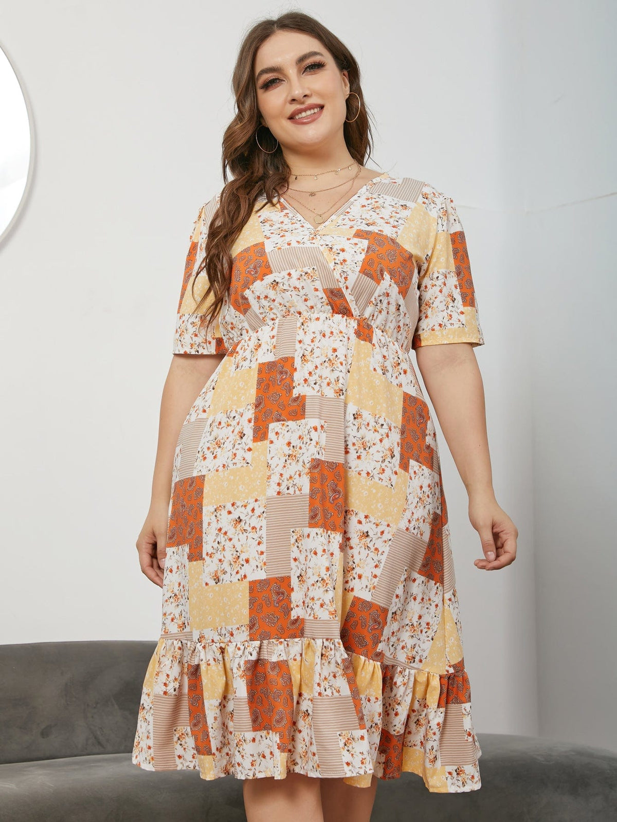 Printed Paneled Dress