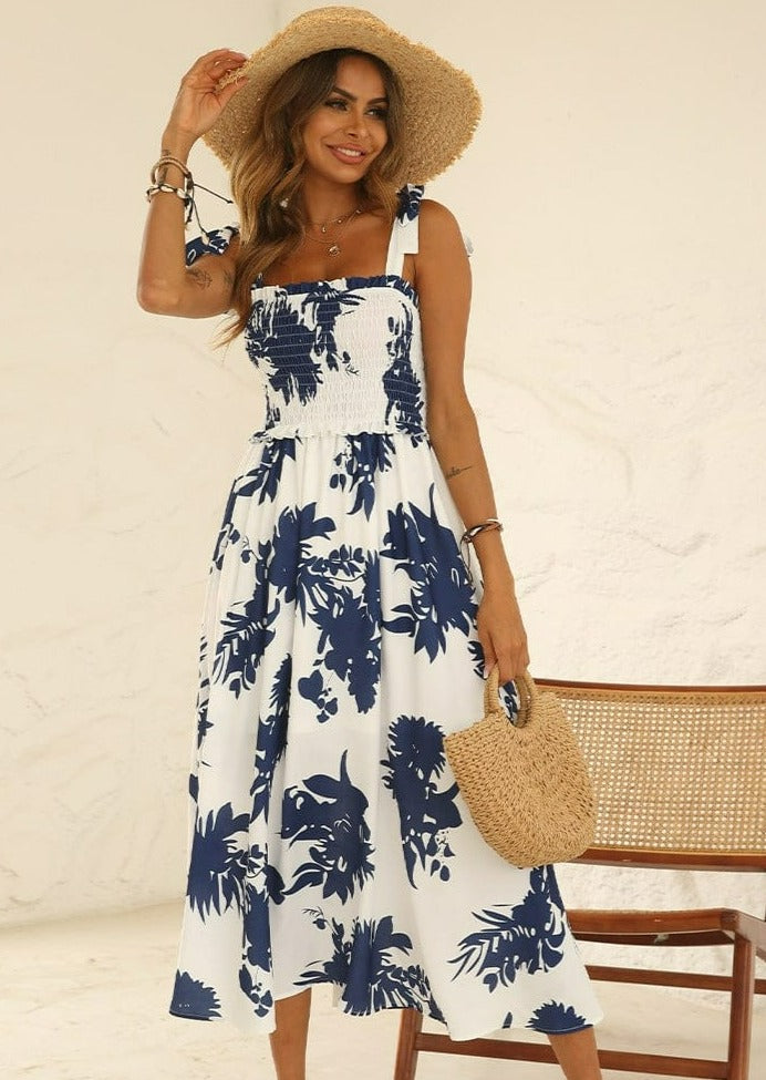 Printed Tie-Strap Dress
