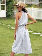 Asymmetric Tie-Waist Dress with a Halter Neck