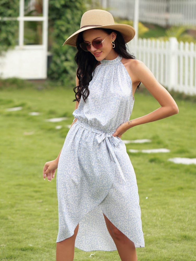 Asymmetric Tie-Waist Dress with a Halter Neck
