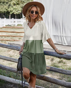 Colorblock Dress with Ruffle Details