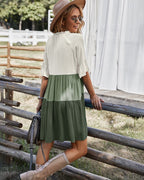 Colorblock Dress with Ruffle Details