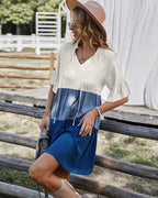 Colorblock Dress with Ruffle Details