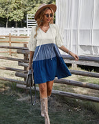 Colorblock Dress with Ruffle Details