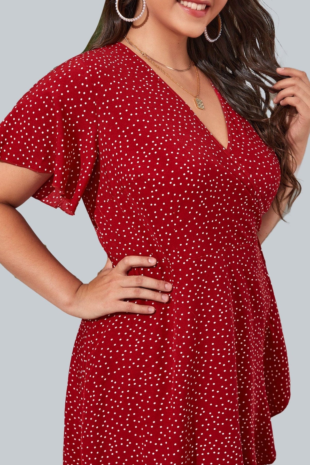 Polka-Dot Dress with Ruffle Details