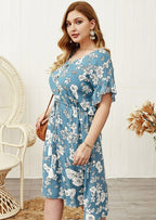 Fringed Drawstring Dress with a V-Neck