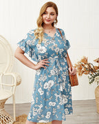 Fringed Drawstring Dress with a V-Neck