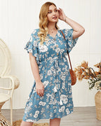 Fringed Drawstring Dress with a V-Neck