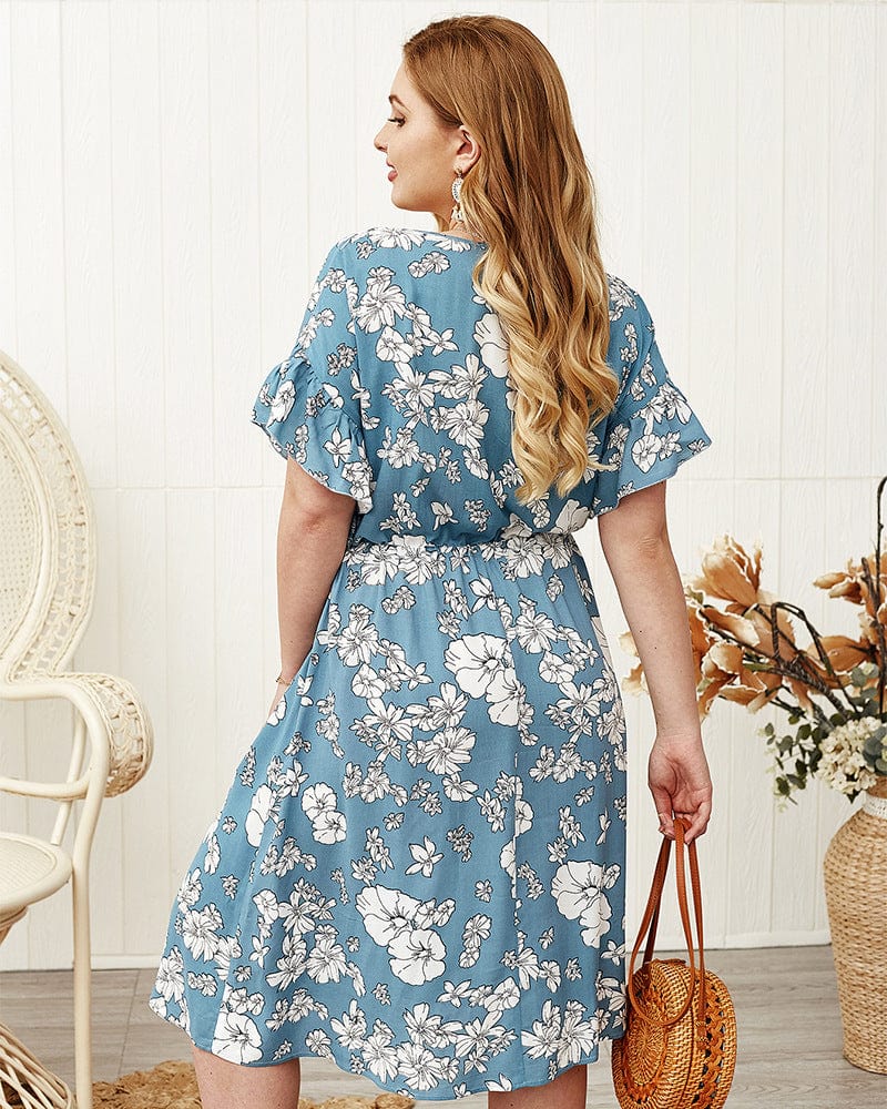 Fringed Drawstring Dress with a V-Neck