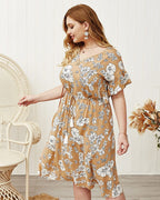 Fringed Drawstring Dress with a V-Neck