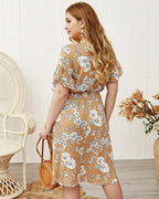 Fringed Drawstring Dress with a V-Neck